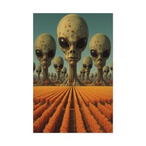 IS_6810 Alien Cropfield Poster — Surreal Space Invader Wall Art (Rolled Poster)