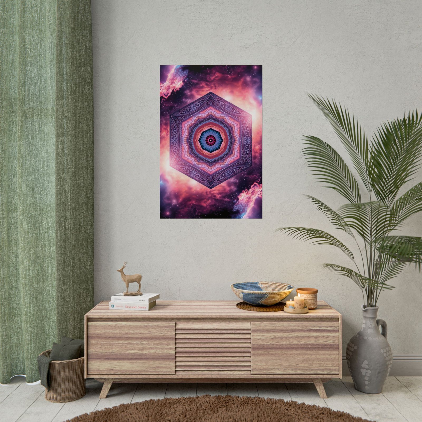 IS_6658 Galaxy Mandala Rolled Poster โ Psychedelic Hexagon Space Wall Art - Image 3