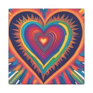 IS_4246 Rainbow Heart Canvas Wall Art — Vibrant Psychedelic Love Print