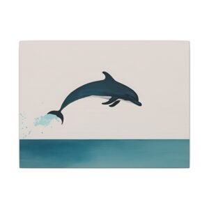 IS_4417 Dolphin Jump Matte Canvas Wall Art - Coastal Decor for Ocean Lovers