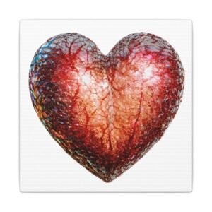 IS_4238 Textured Red Heart Matte Canvas Wall Art — Stretched Decorative Heart Print