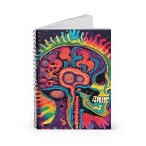 IS_6546 Psychedelic Skull Spiral Notebook — Colorful Brain Anatomy Ruled Journal