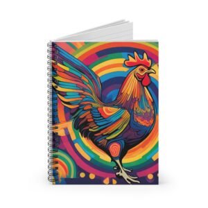 IS_6547 Colorful Rooster Spiral Notebook — Vibrant Rainbow Art Journal (Ruled)