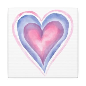 IS_4228 Watercolor Heart Canvas Print — Pink & Blue Stretched Wall Art