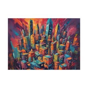 IS_1003 Vibrant Cityscape Rolled Poster - Colorful Urban Art for Home Decor