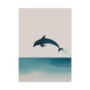 IS_4417 Serene Dolphin Wall Art Poster - Coastal Decor for Ocean Lovers