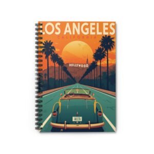 IS_6904 Los Angeles Retro Road Trip Spiral Notebook — Hollywood Sunset Journal