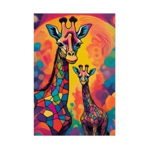 IS_6541 Colorful Mosaic Giraffe Rolled Poster