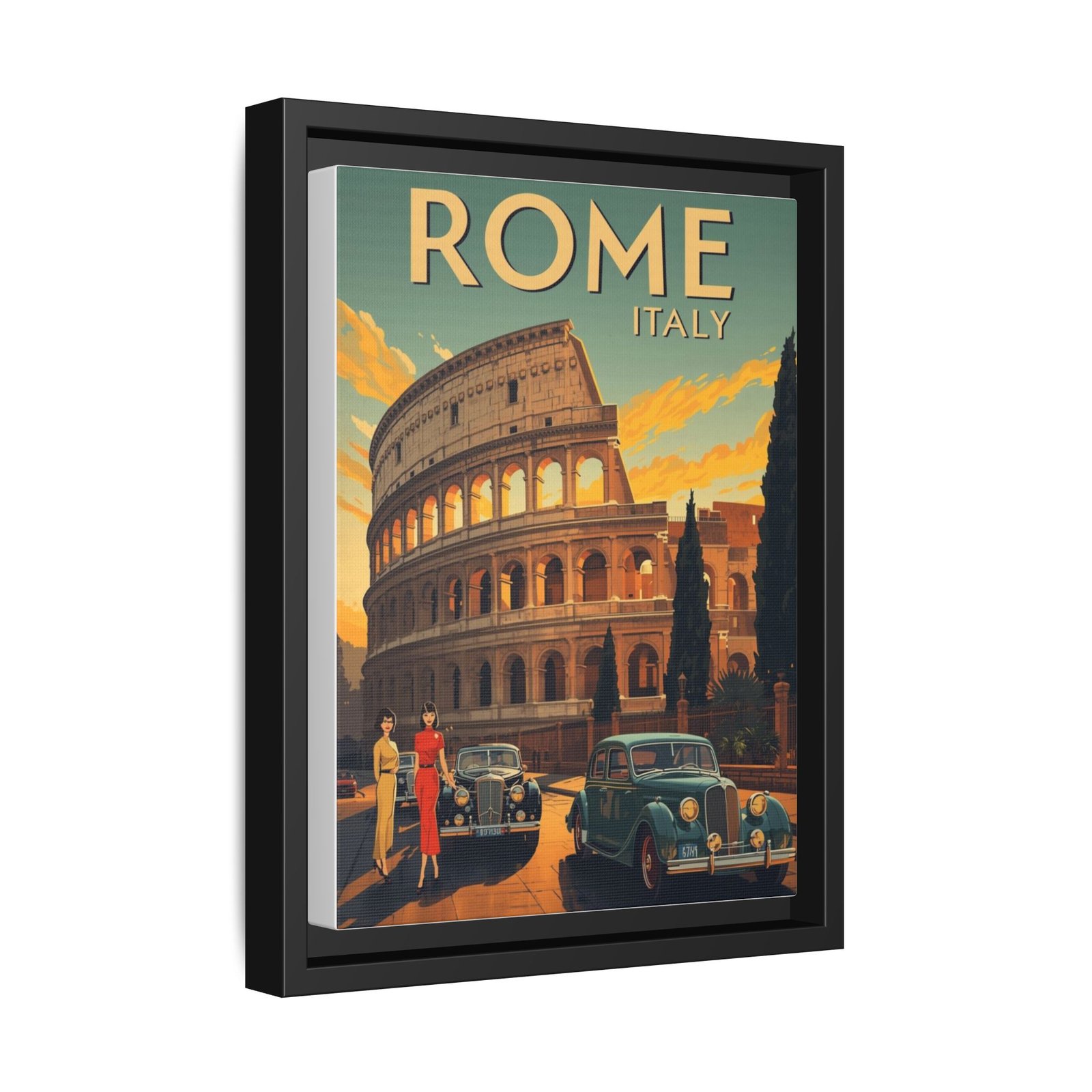 IS_6920 Rome Italy Vintage Travel Poster Framed Canvas 9x12 - Image 2