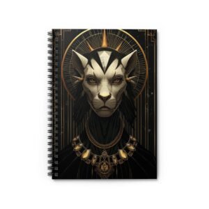IS_6911 Lioness Goddess Spiral Notebook — Luxurious Art Deco Journal (Ruled)