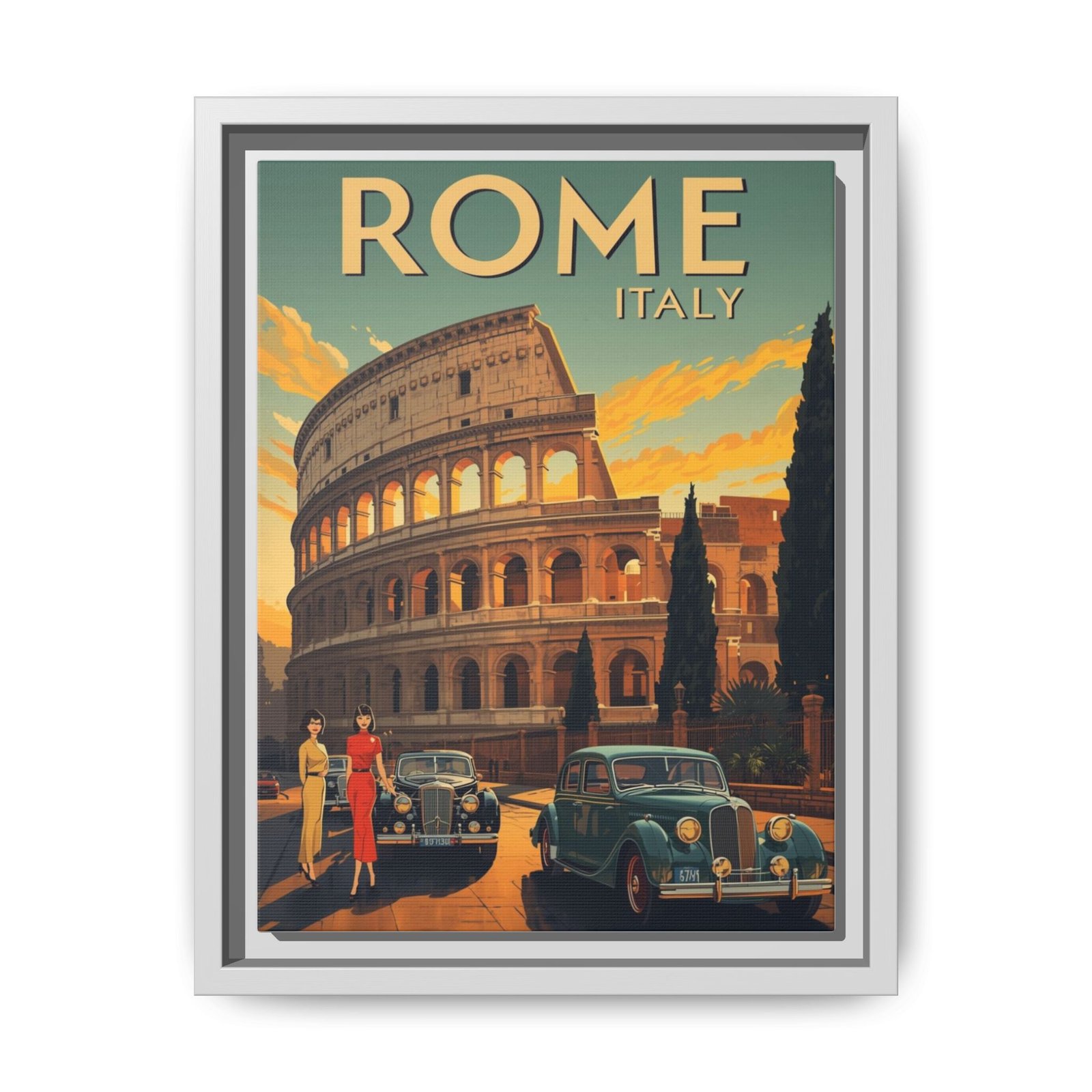 IS_6920 Rome Italy Vintage Travel Poster Framed Canvas 9x12 - Image 9