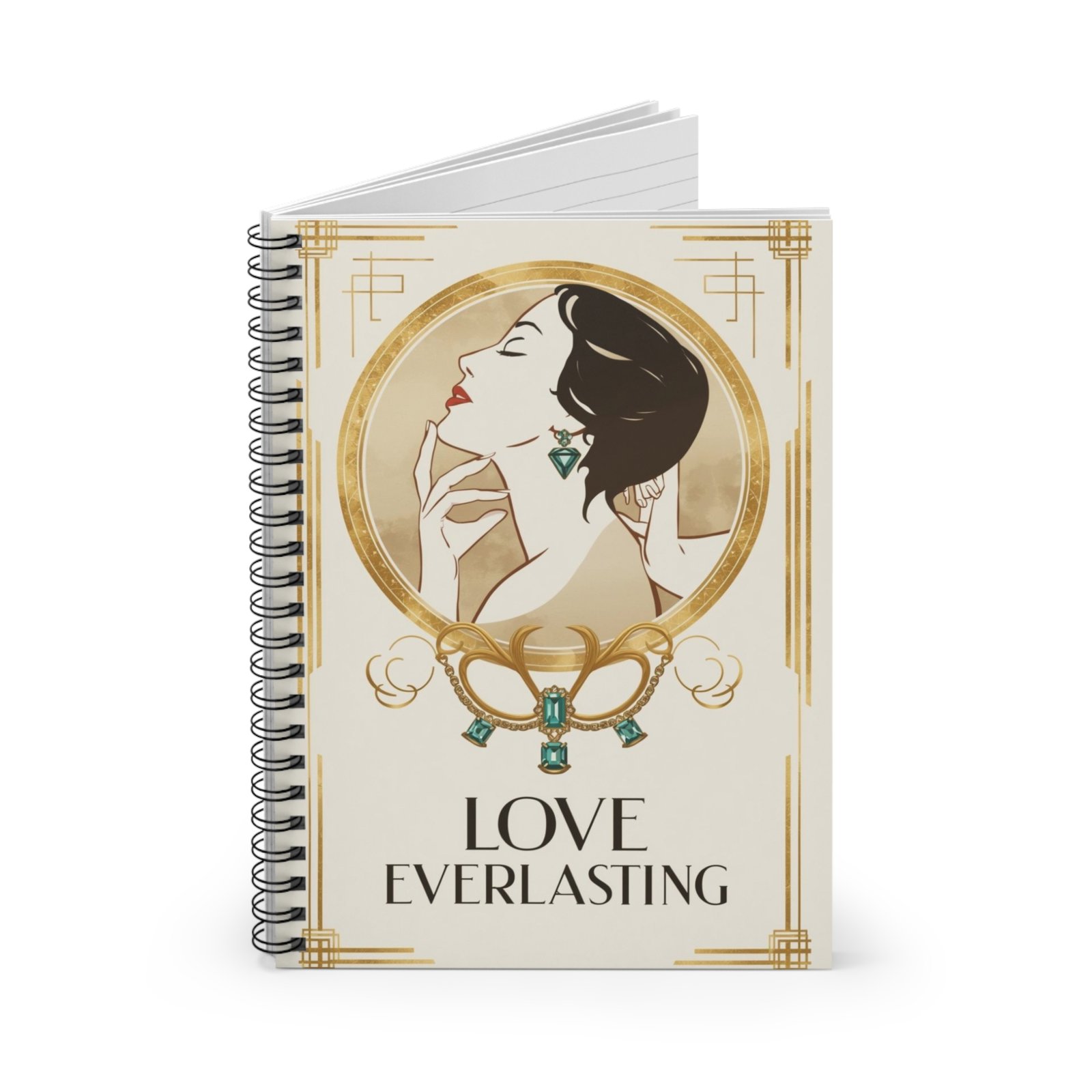 IS_6917 Love Everlasting Spiral Notebook — Art Deco Vintage Journal - Image 2
