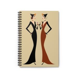 IS_6913 Art Deco Cocktail Ladies Spiral Notebook — Vintage Fashion Journal, Party Toast Ruled Notebook
