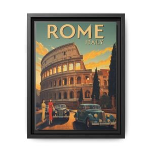 IS_6920  Rome Italy Vintage Travel Poster Framed Canvas 9x12