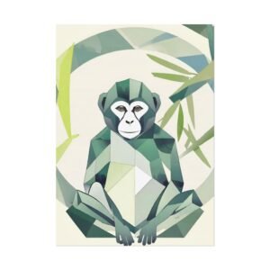 IS_0164 Geometric Monkey Rolled Poster - Modern Art Print for Animal Lovers
