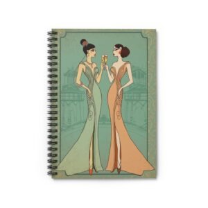 IS_6912 Art Deco Ladies Spiral Notebook — Vintage 1920s Glamour Ruled Journal