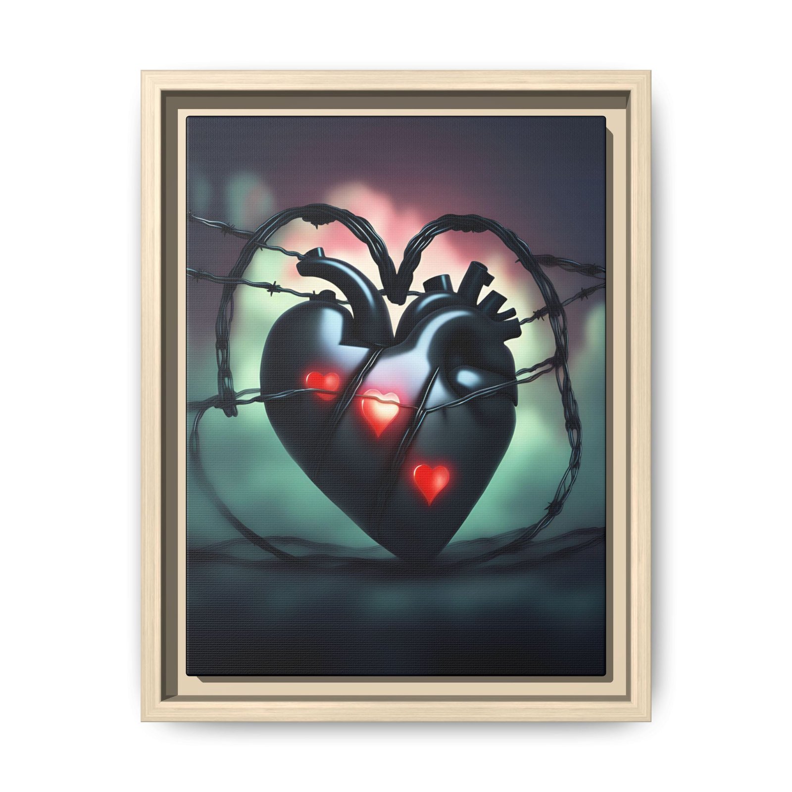 IS_1263 Neon Anatomical Heart Matte Canvas FRAMED 9x12" - Image 7