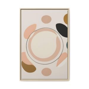 IS_4413 Abstract Neutral Shapes Framed Canvas Art — Modern Minimalist Wall Decor