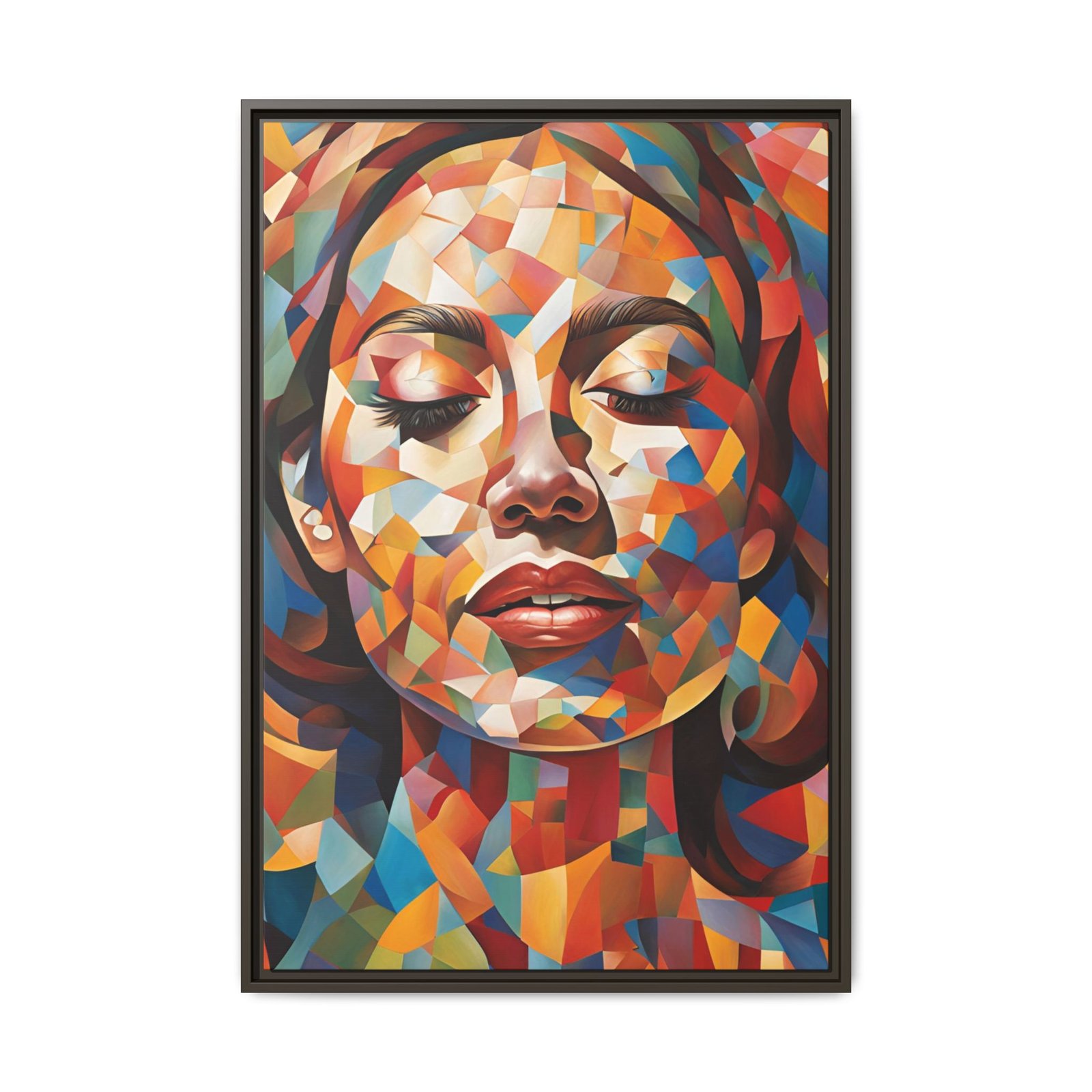 IS_3925 Abstract Mosaic Portrait Matte Canvas FRAMED 24x36" - Image 5