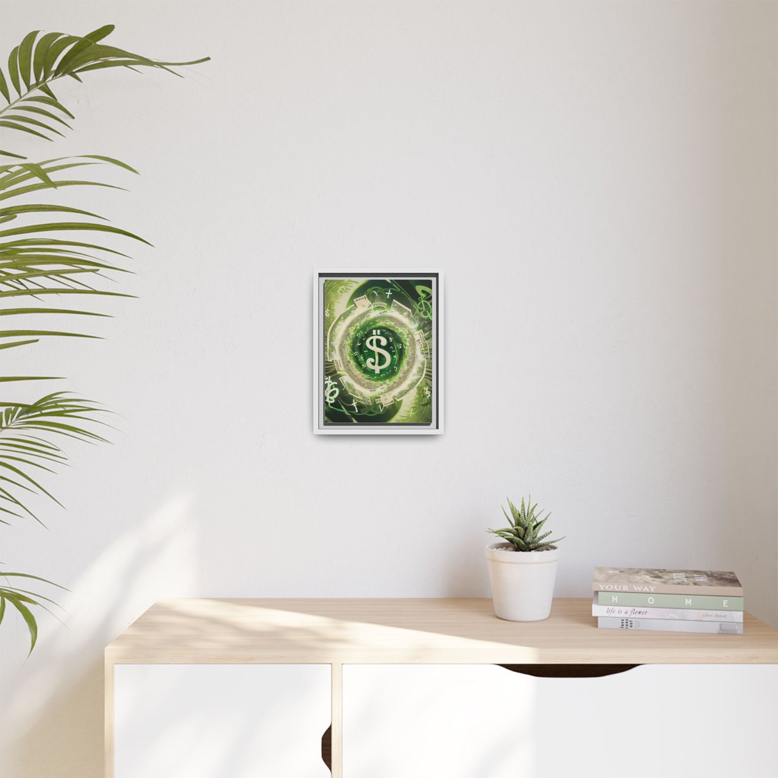 IS_ Green Money Symbol Matte Canvas FRAMED 9x12" - Image 3