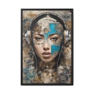 IS_3436 Abstract Futuristic Portrait Canvas — Framed Matte Wall Art