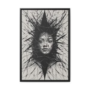 IS_3927 Surreal Black & White Face Matte Canvas FRAMED 24x36"