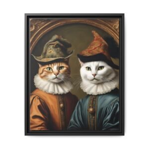 IS_1334 Renaissance Cats Matte Canvas FRAMED 16x20"