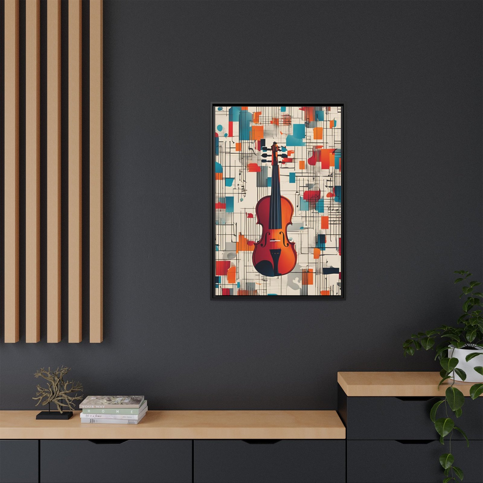 IS_3923 Abstract Violin Matte Canvas FRAMED 24x36" - Image 4