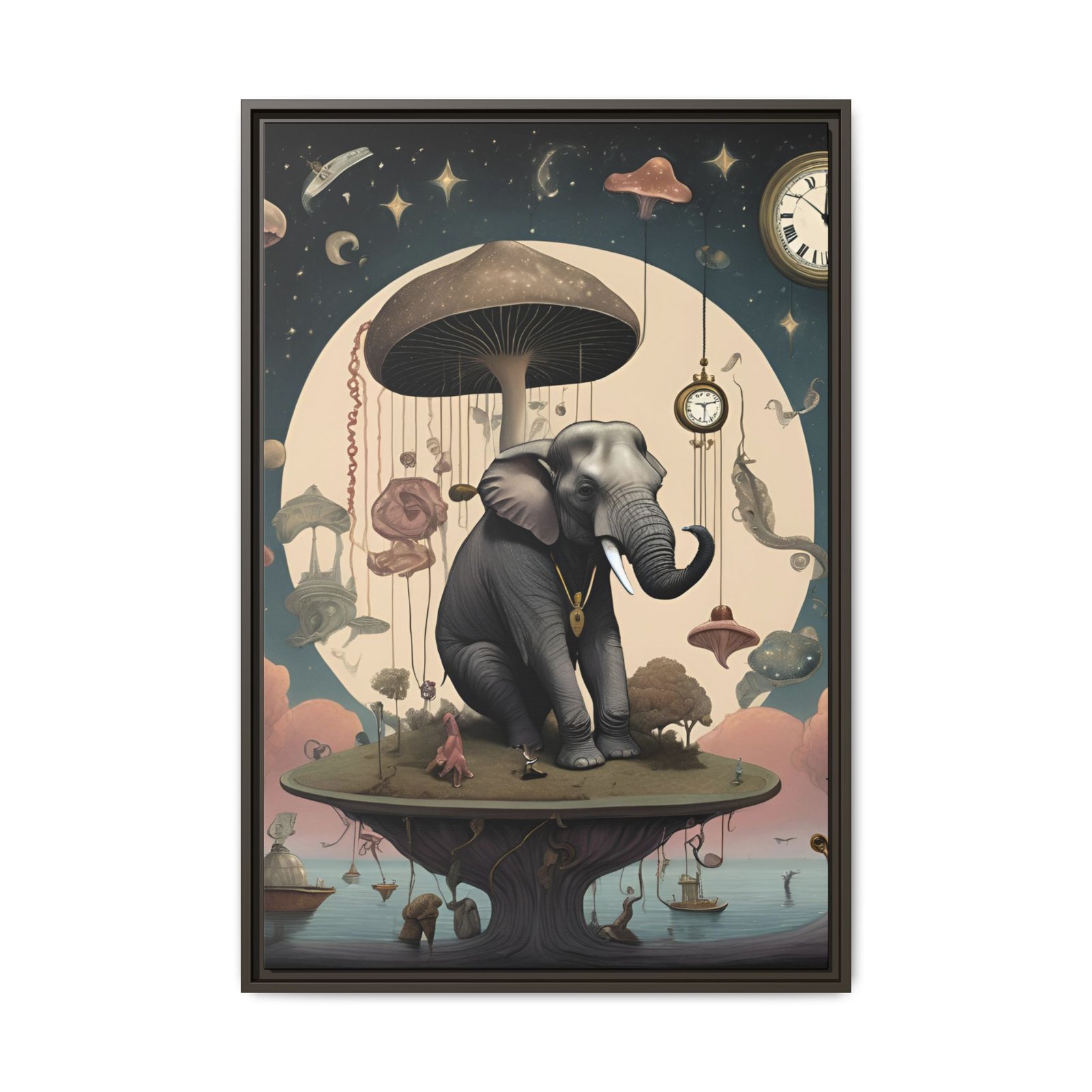 IS_3705 Elephant under Mushroom Moon Matte Canvas FRAMED 24x36" - Image 5