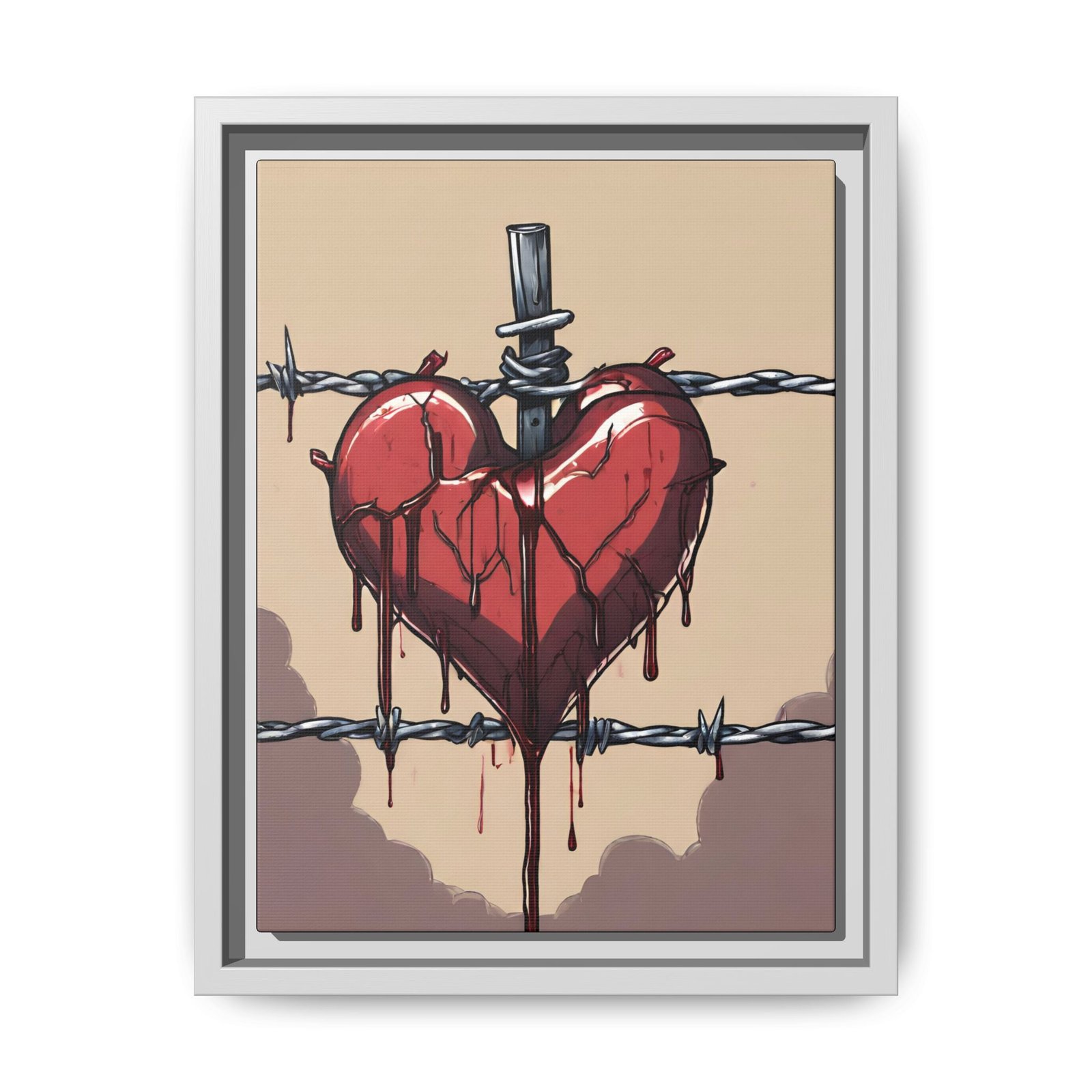IS_1276 Heart on Barbed Wire Matte Canvas FRAMED 9x12" - Image 7
