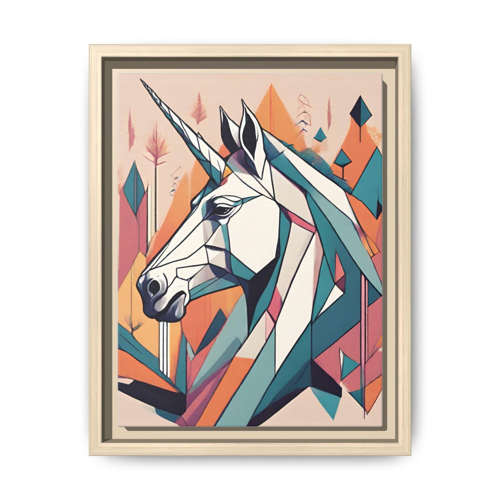 IS_1299 Geometric Unicorn Matte Canvas FRAMED 9x12" - Image 4