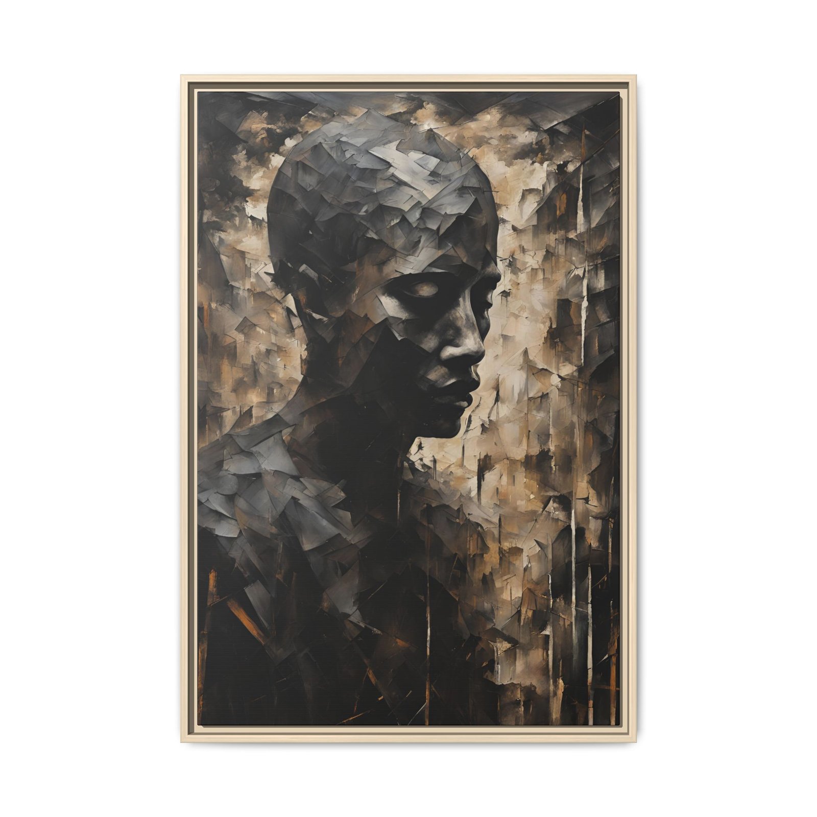 IS_3926 Abstract Monochrome Figure Matte Canvas FRAMED 24x36" - Image 7