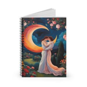 IS_3472 Romantic Moonlight Notebook — Spiral Ruled Journal with Embrace Artwork