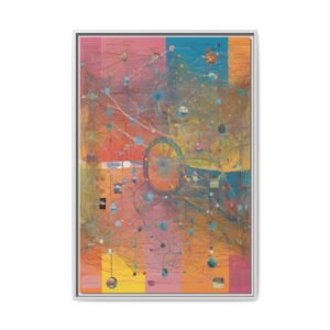 IS_3372 Abstract Color Grid Framed Canvas Art — Multicolor Modern Wall Decor