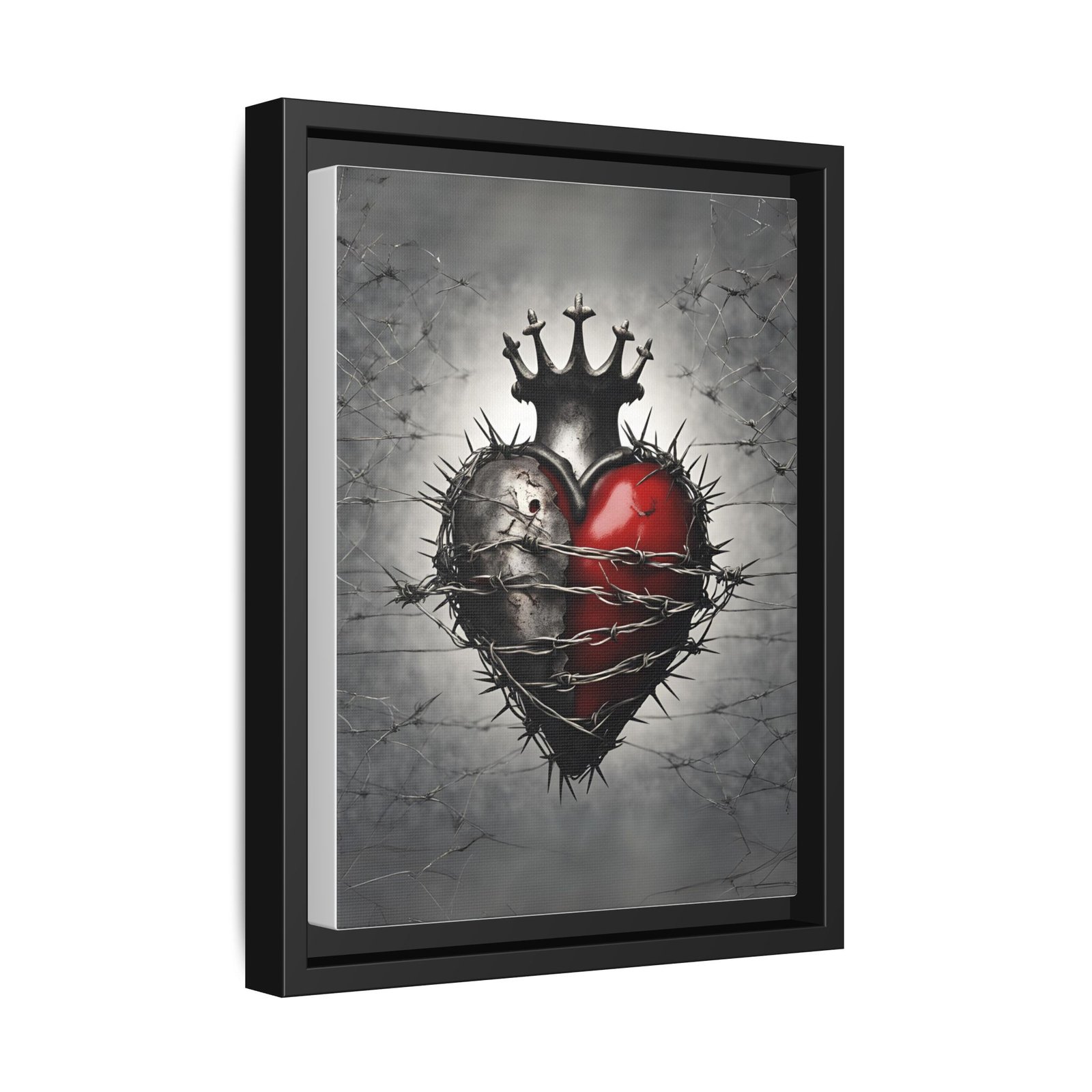IS_1455 Gothic Crowned Heart Matte Canvas FRAMED 9x12" - Image 2