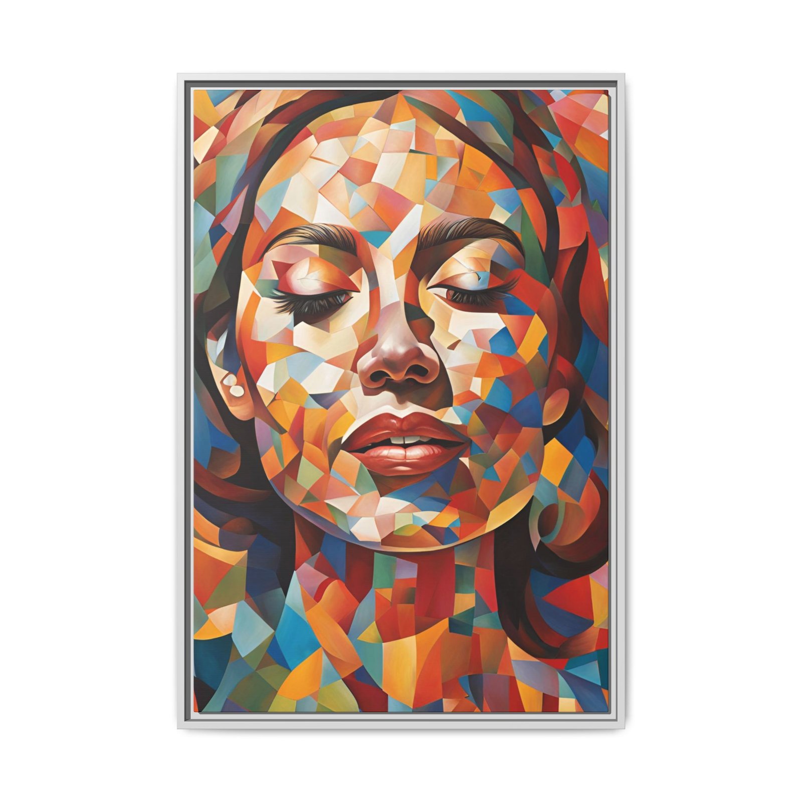 IS_3925 Abstract Mosaic Portrait Matte Canvas FRAMED 24x36" - Image 6