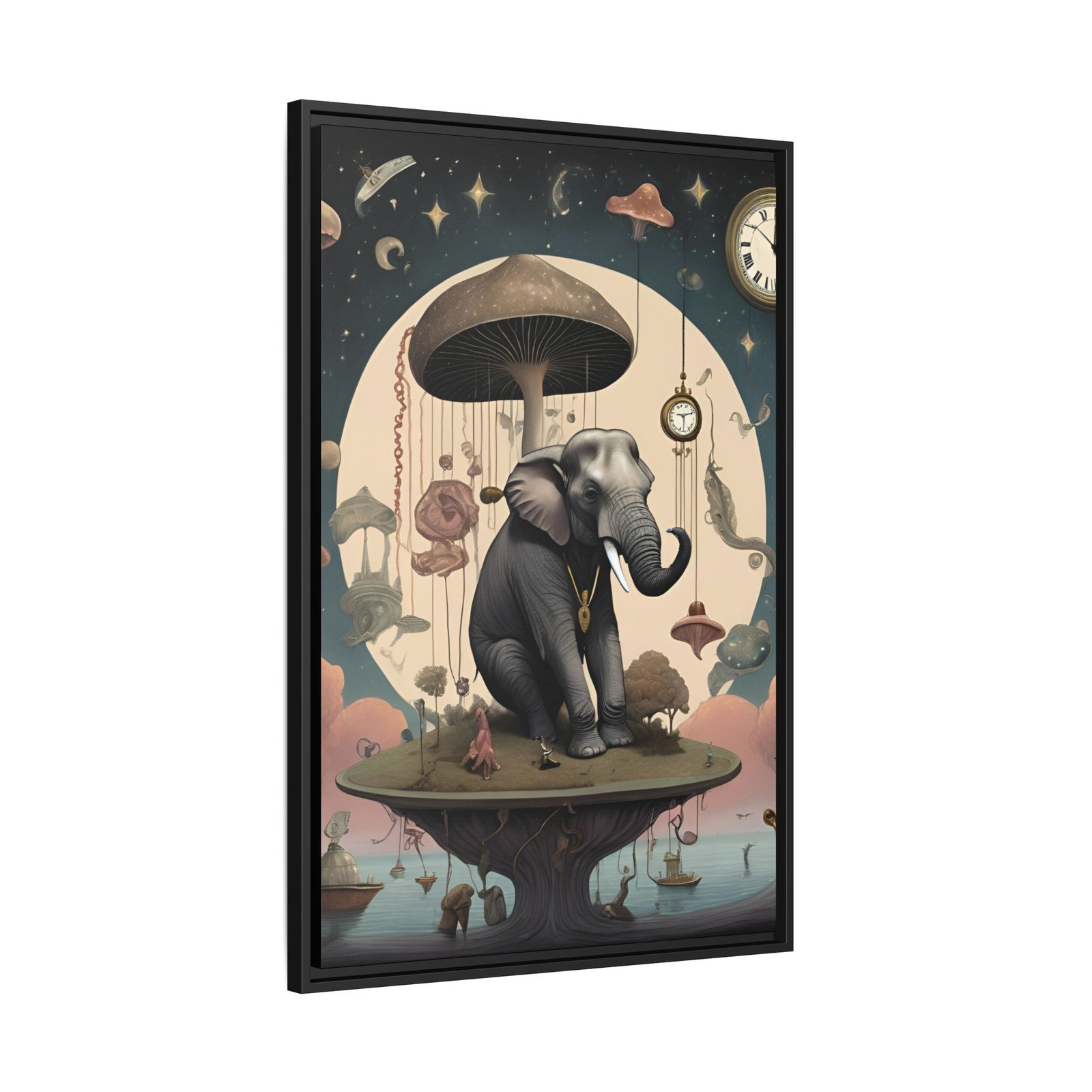 IS_3705 Elephant under Mushroom Moon Matte Canvas FRAMED 24x36" - Image 2