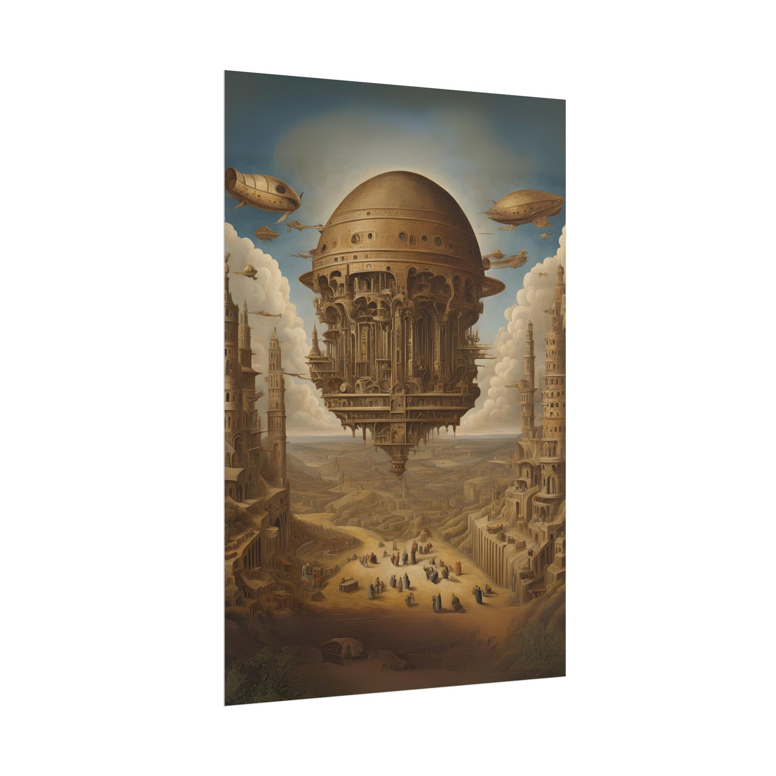 IS_4600 Steampunk Floating City Rolled Poster — Vintage Airship Fantasy Wall Art - Image 3