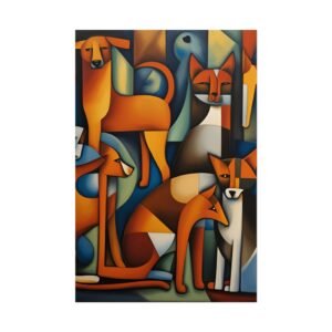 IS_3850 Cubist Foxes Rolled Poster