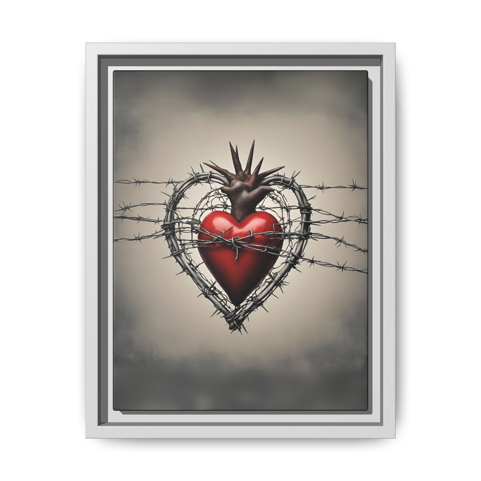 IS_1415 Sacred Heart Barbed Wire Matte Canvas FRAMED 9x12" - Image 7