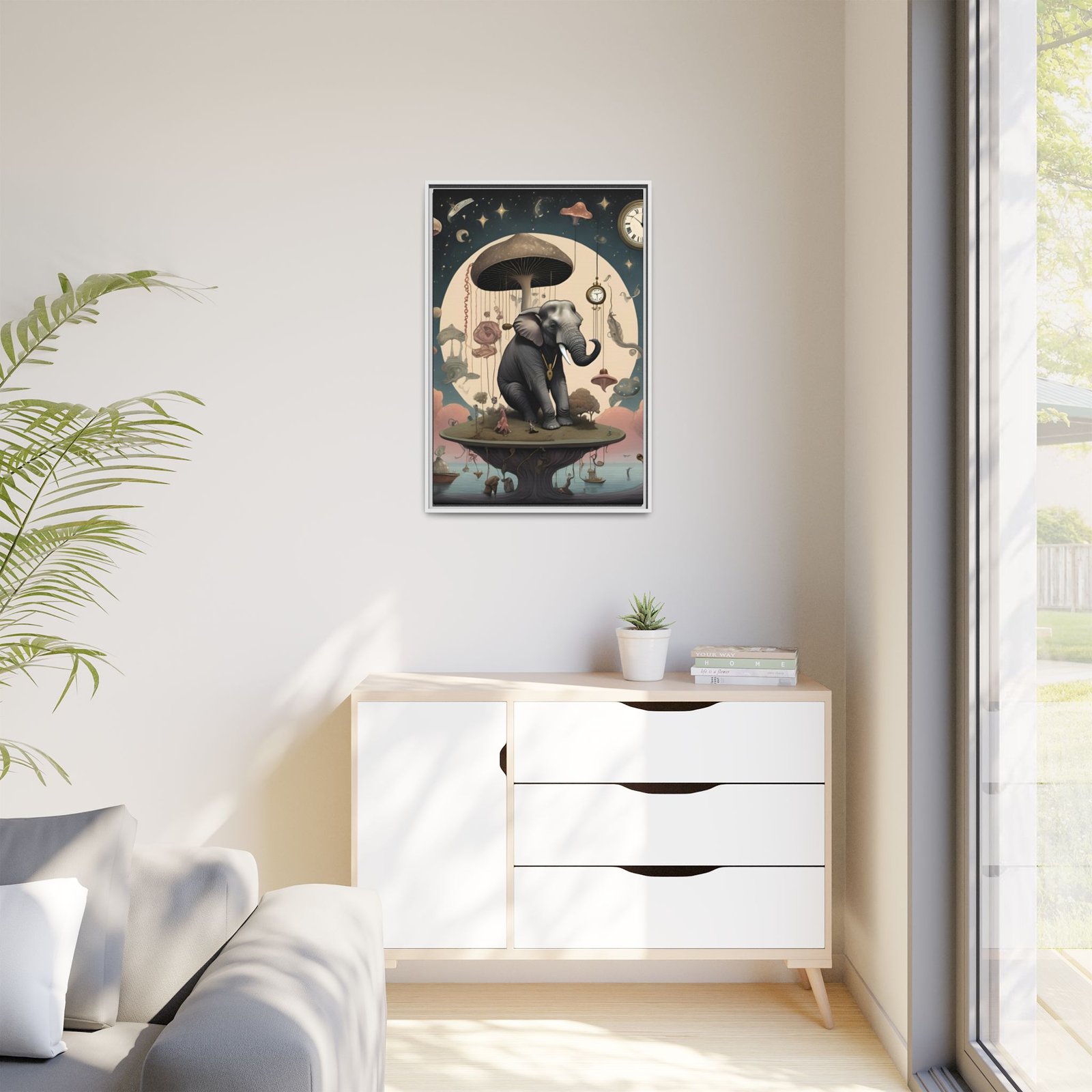 IS_3705 Elephant under Mushroom Moon Matte Canvas FRAMED 24x36" - Image 11