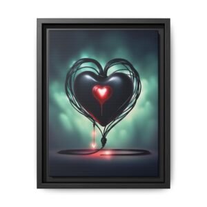 IS_1262 Neon Black Heart Matte Canvas FRAMED 9x12"