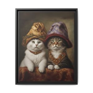 IS_648 Cats in Vintage Hats Matte Canvas FRAMED 16x20"