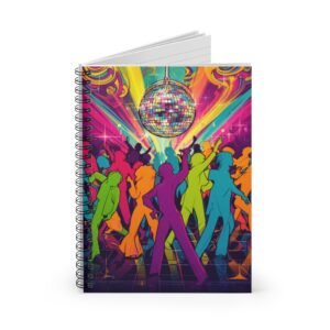 IS_6920 Disco Dance Party Spiral Notebook — Colorful Retro 70s Dancefloor Ruled Notebook
