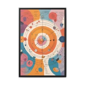 IS_3364 Abstract Solar System Matte Canvas FRAMED 24x36"