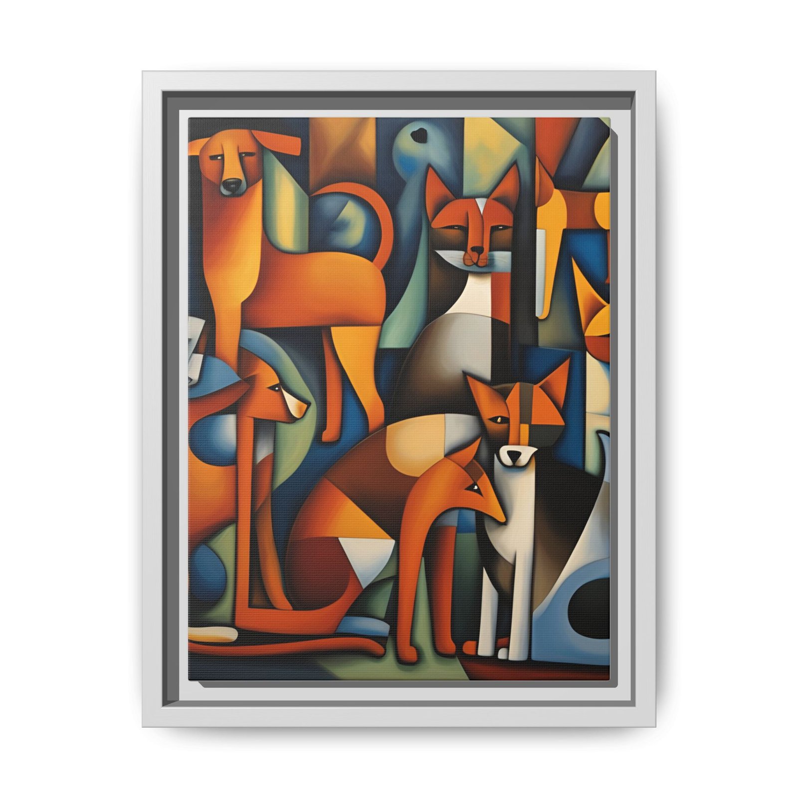 IS_3850 Cubist Foxes Matte Canvas FRAMED 9x12" - Image 6