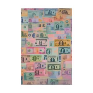 IS_3504 Money Collage Poster — Pastel Currency Wall Art (Rolled Poster)