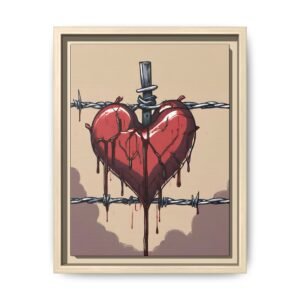 IS_1276 Heart on Barbed Wire Matte Canvas FRAMED 9x12"