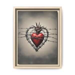 IS_1415 Sacred Heart Barbed Wire Matte Canvas FRAMED 9x12"
