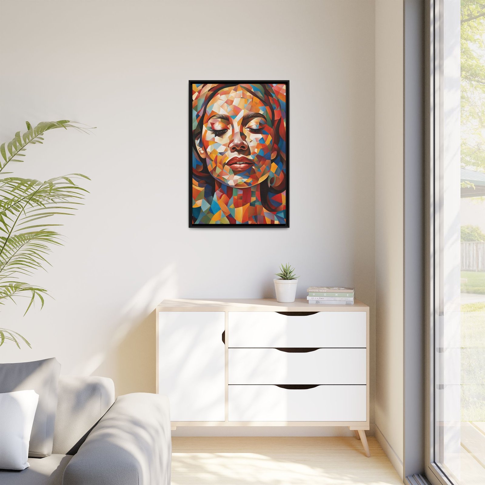 IS_3925 Abstract Mosaic Portrait Matte Canvas FRAMED 24x36" - Image 3